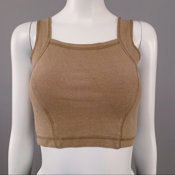 XS/S Vintage 90s Drab olive beige crop top - Picture 1 of 5